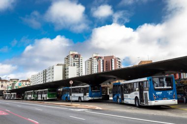 SAO PAULO, BRAZİL 22 Eylül 2014. Ana Rosa Otobüs Terminali, Sao Paulo, Brezilya