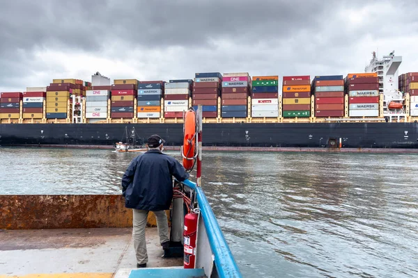 Santos Sao Paulo Brazilië September 2021 Vrachtschip Uit Hong Kong — Stockfoto