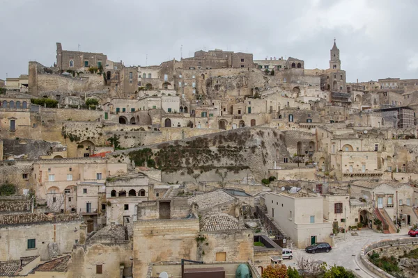 UNESCO Matera panoramik gün görünümü, Basilicata, İtalya. Sassi di Ma