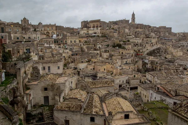 UNESCO Matera vista panorâmica do dia, Basilicata, Itália. Sassi di Matera — Fotografia de Stock