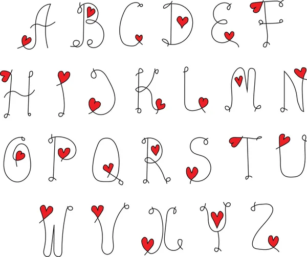 Ensemble de lettre alphabet amour — Image vectorielle