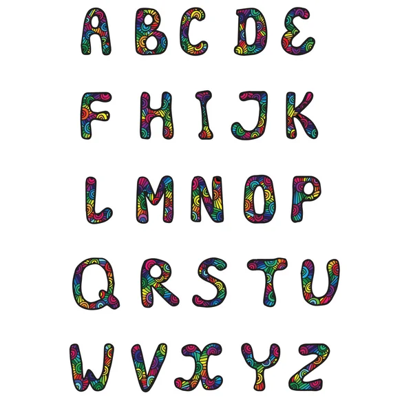 Alphabet multicolore sur fond blanc. Pour différentes cartes de vœux . — Image vectorielle