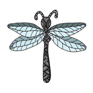 Beyaz arka plan üzerinde böcek dragon fly