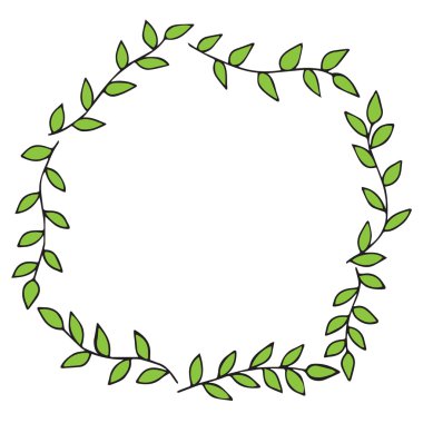 Vektör çizim yeşil çerçeve çiçek yaprakları ile