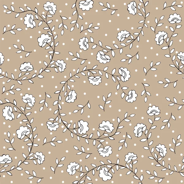 Vintage seamless floral pattern on the beige background — Stock Vector