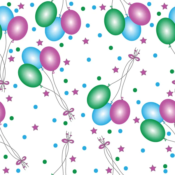 Inconsútil con globos de diferentes colores sobre un fondo blanco — Vector de stock