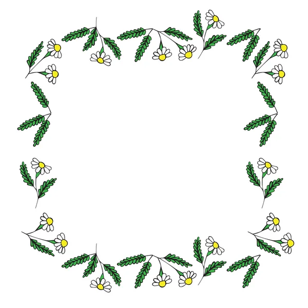 Cadre avec fleur de couleur blanche — Image vectorielle