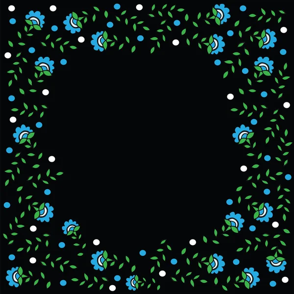 Cadre avec fleur de couleur bleue et cercle bleu — Image vectorielle