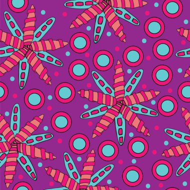 Mavi ve pembe soyut çiçek ile dikişsiz