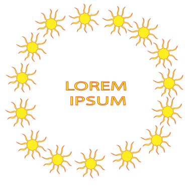 Turuncu çizgi güneş ve metin için yer ile çerçeve