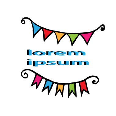 Metin için yer ile küçük çok renkli bayraklar 
