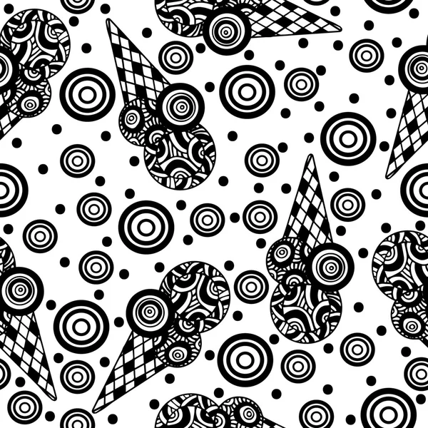 Sans couture avec crème glacée abstraite en ligne noire et cercle — Image vectorielle