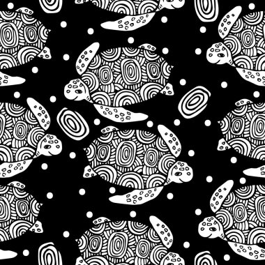 Siyah çizgi deniz kaplumbağası ile sorunsuz