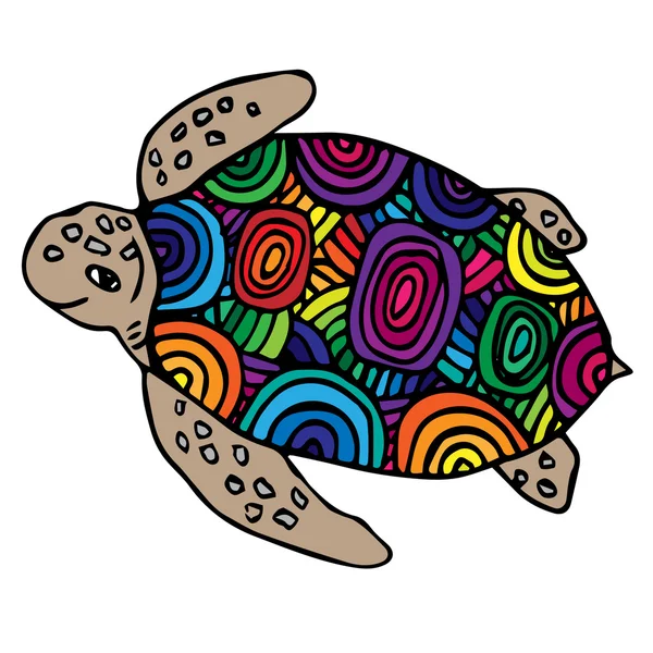 Tortuga marina multicolor brillante — Vector de stock