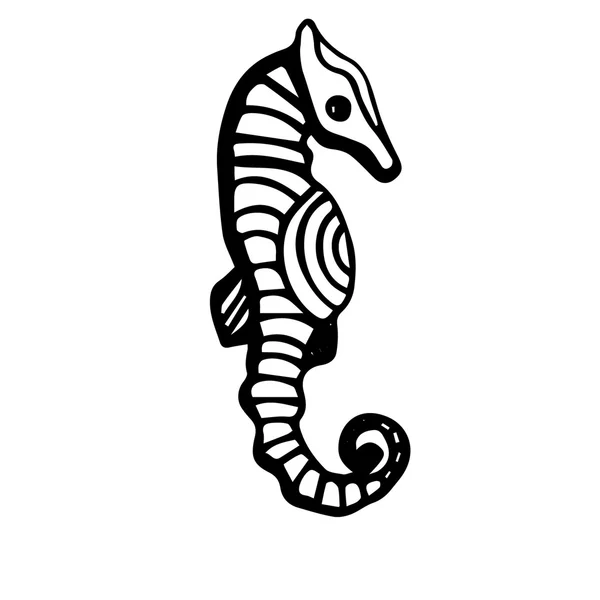 Black line sea horse — Stock Vector