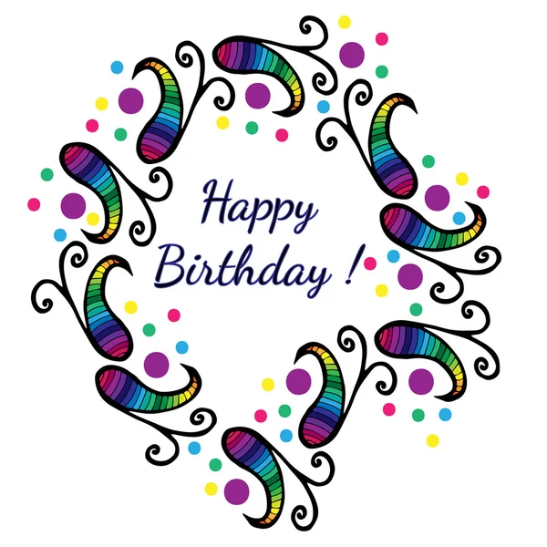 Salutations pour Joyeux anniversaire avec flowe multicolore abstrait — Image vectorielle