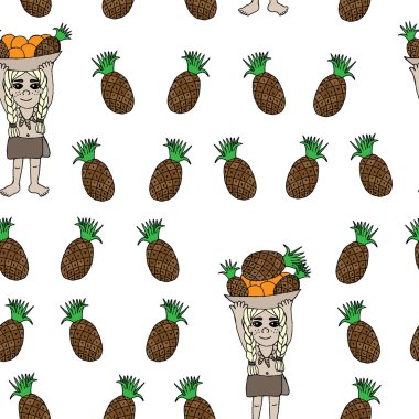 Ananas ile egzotik kız ile sorunsuz