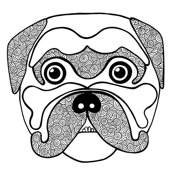 Línea negra linda cabeza de perro — Archivo Imágenes Vectoriales