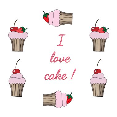 İle farklı karikatür cupcake ve yazıt cak severim