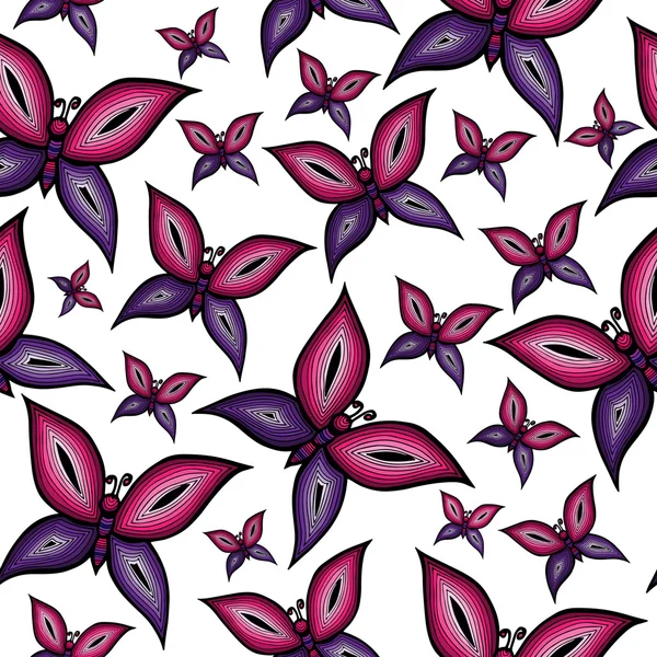 Sin costuras con mariposa de diferentes tamaños — Vector de stock