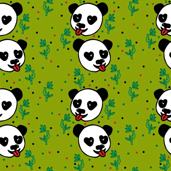 Panda ve bambu el çekilmiş siyah çizgi başkanı ile sorunsuz