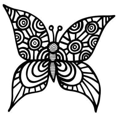 Dekoratif izole butterfly tattoo, kitap veya sayfa boyama için
