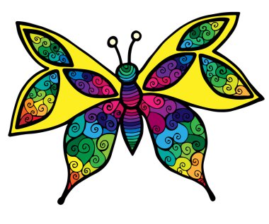 Çok renkli dekoratif izole kelebek 