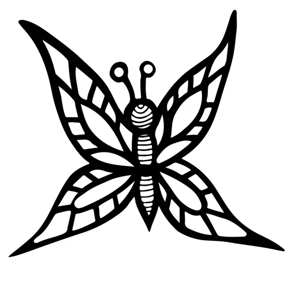 Papillon isolé abstrait pour tatouage, livre à colorier ou page — Image vectorielle