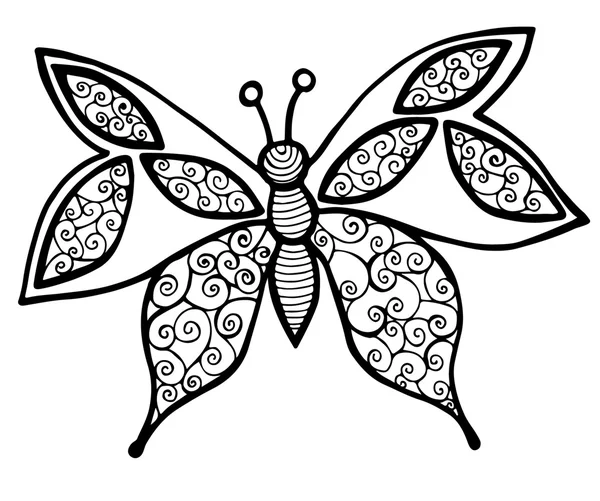 Ligne noire décoratif isolé papillon — Image vectorielle