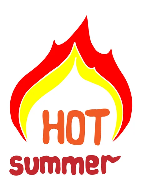 赤とオレンジ色の火で暑い夏のレタリング — ストックベクタ