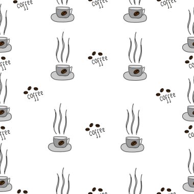 Fincan kahve ve yazıt kahve taneleri ile ile sorunsuz 