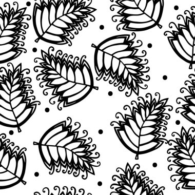 Siyah soyut yaprakları ve daire ile sorunsuz