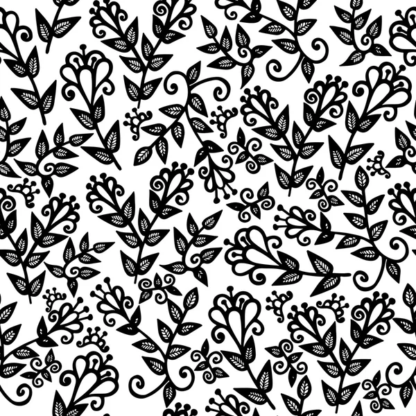 Inconsútil con línea negra flor abstracta — Vector de stock