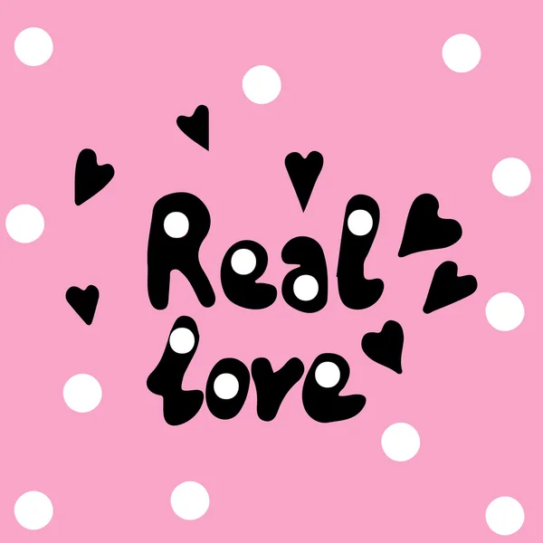 Lettrage texte amour réel avec coeur — Image vectorielle