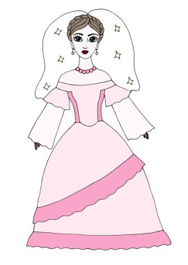 Uzun pembe elbiseli güzel kıza düğün