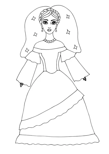 Свадьба отпраздновать красивую девушку в длинном платье — стоковый вектор