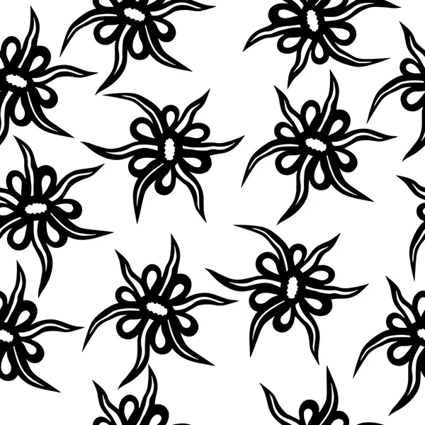 Inconsútil con línea negra flor abstracta — Vector de stock