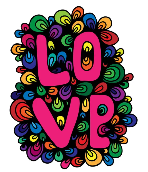 Lettrage de carte Love coloré isolé sur le fond blanc — Image vectorielle