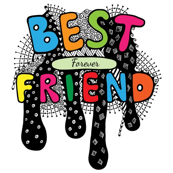 Lettering Best friend forever with abstract pattern — Stock Vector