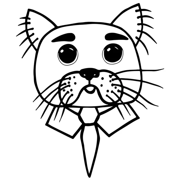 Cabeza de línea negra gato — Vector de stock