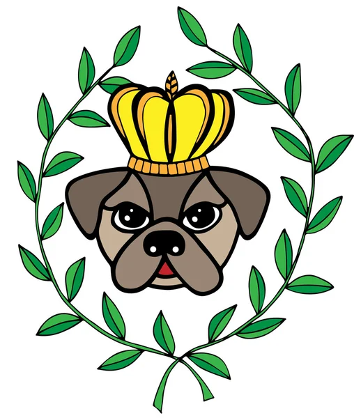 Tête de chien colorée avec cône et feuilles — Image vectorielle