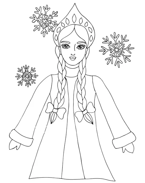 Nieve reina invierno chica con copo de nieve — Vector de stock