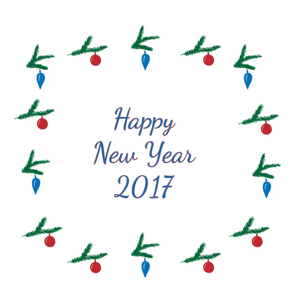 Tarjeta de felicitación de invierno con Feliz año nuevo 2017 texto — Vector de stock