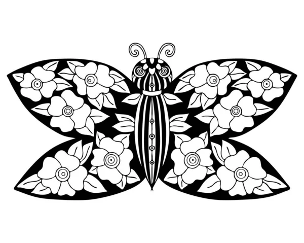 Γραμμή Πεταλούδα Απομονωμένη Στο Λευκό Φόντο Πεταλούδα Για Εκτύπωση Και — Διανυσματικό Αρχείο