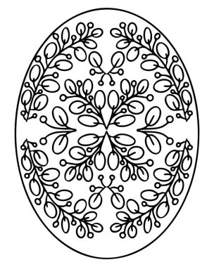 Paskalya Yumurtası renklendirme sayfası beyaz arkaplanda izole edilmiş. Baskı ya da tasarım için Paskalya yumurtası.