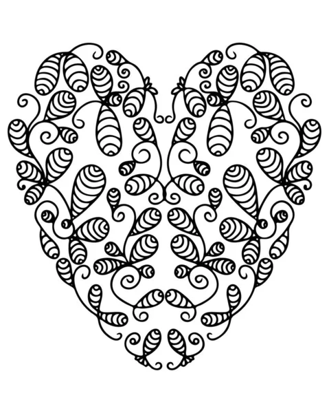 Vektor Monochrome Anordnung Form Eines Herzens Schöne Herzkarte Für Valentinstag — Stockvektor