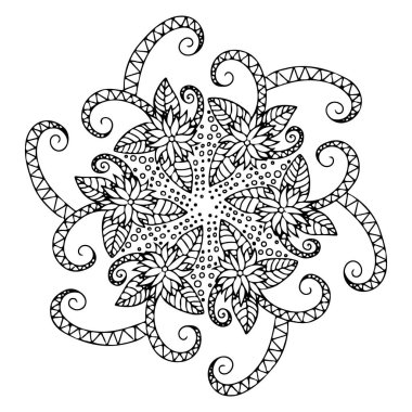 Geleneksel oryantal desenli yuvarlak süs. Yuvarlak motif Mandala. Kart tasarımı için izole dekoratif unsur, tişört izi, seramik fayans