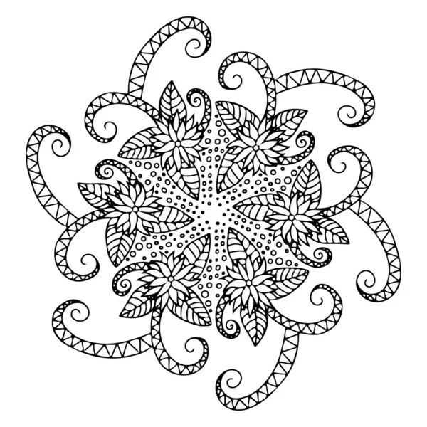 传统东方图案的圆形饰物 曼达拉的圆形主题 用于卡片设计 T恤衫印花 瓷砖的孤立装饰元件 — 图库矢量图片