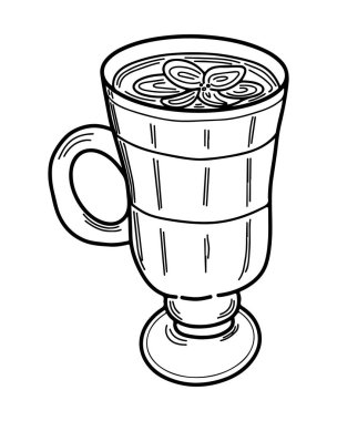 Boyama kitabı ya da sayfa için izole kahve latte vektörü. Sade kahve..