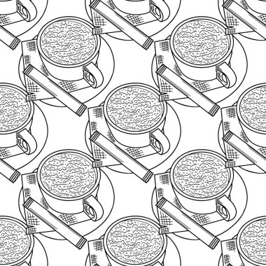 Kahve fincanı kusursuz desenli vektör çizimi. Bir fincan sade kahve..